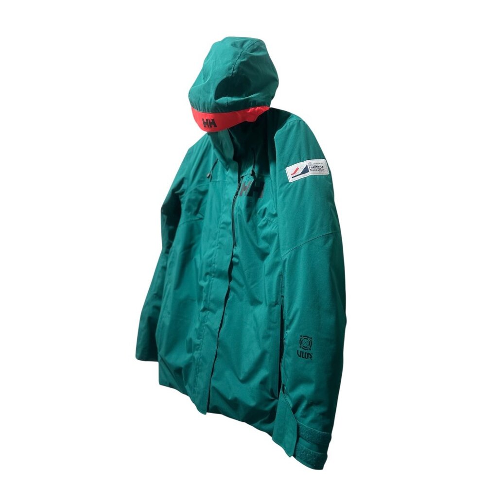 Helly Hansen Powshot Ski Long Jacket Coat Women Medium Green Hooded Snowboarding - Picture 5 of 16